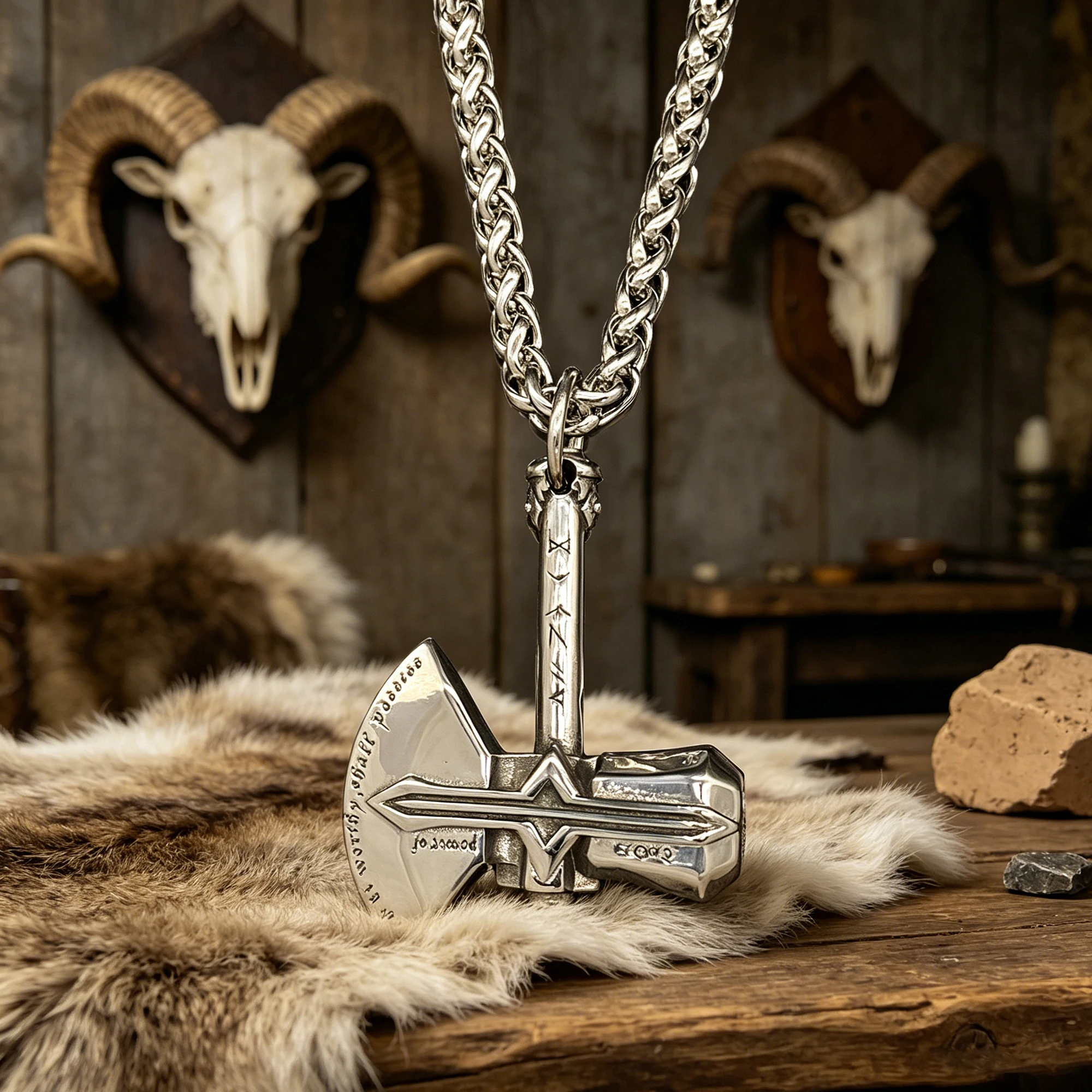 Nordic Mythology Viking Necklace for Men Stainless Steel Mjolnir and Stormbreaker Axe Pendant Norse Warrior Jewelry Gift