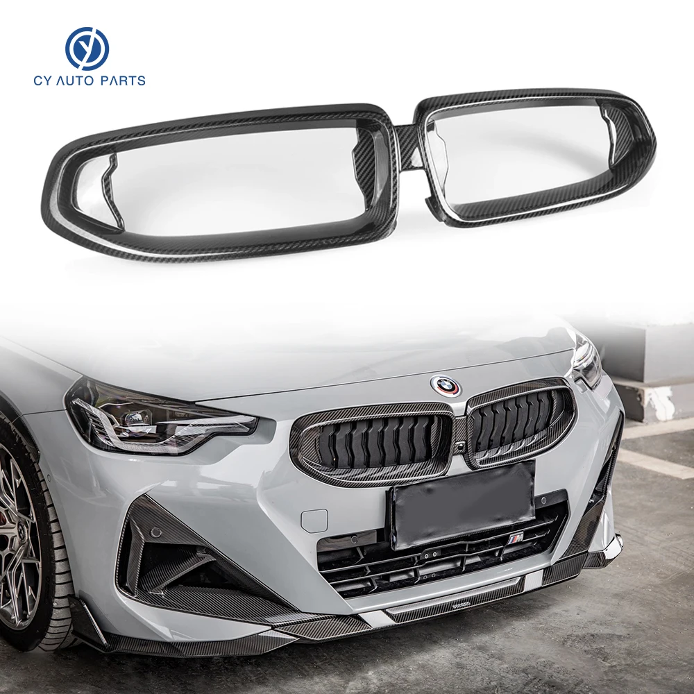 

For BMW 2 Series G42 2 Door Coupe 2022-2025 MP Style Real Dry Carbon Fiber Front Kidney Grille Frame Trim Cover