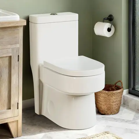 Compact One Piece Toilet With Soft-Close Seat Lid, High-Efficiency 1.2/1.8 GPF Dual Flush, Dirt-Resistant Glazed