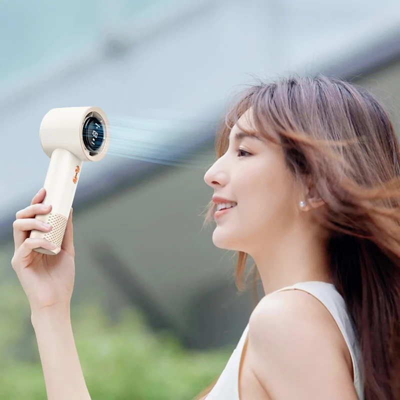 Handheld High Speed Mini Fan, Portable Personal Air Cooler Heater with 199 Levels Infinite Wind Speed Adjustment