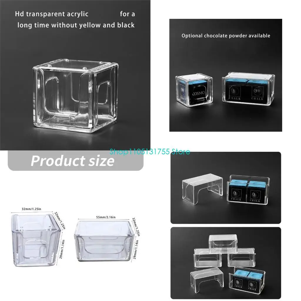 

K0EF Portable Acrylic Billiard Chalk Powder Box Pool Chalk Cube Chalk Storage Holder Billiard Chalk Storage Box Enduring