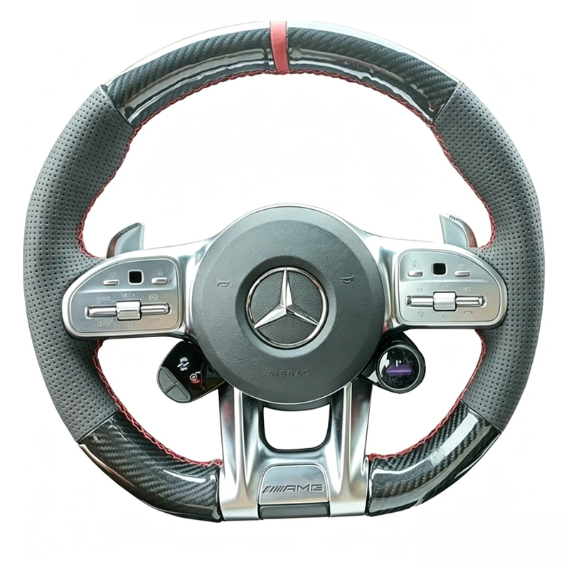 DIY Custom Leather Car Steering Wheel Cover for Mercedes Benz A45 E63 AMG GT C190 R190 W177 W205 W213 X253 Steering Wheel Wrap