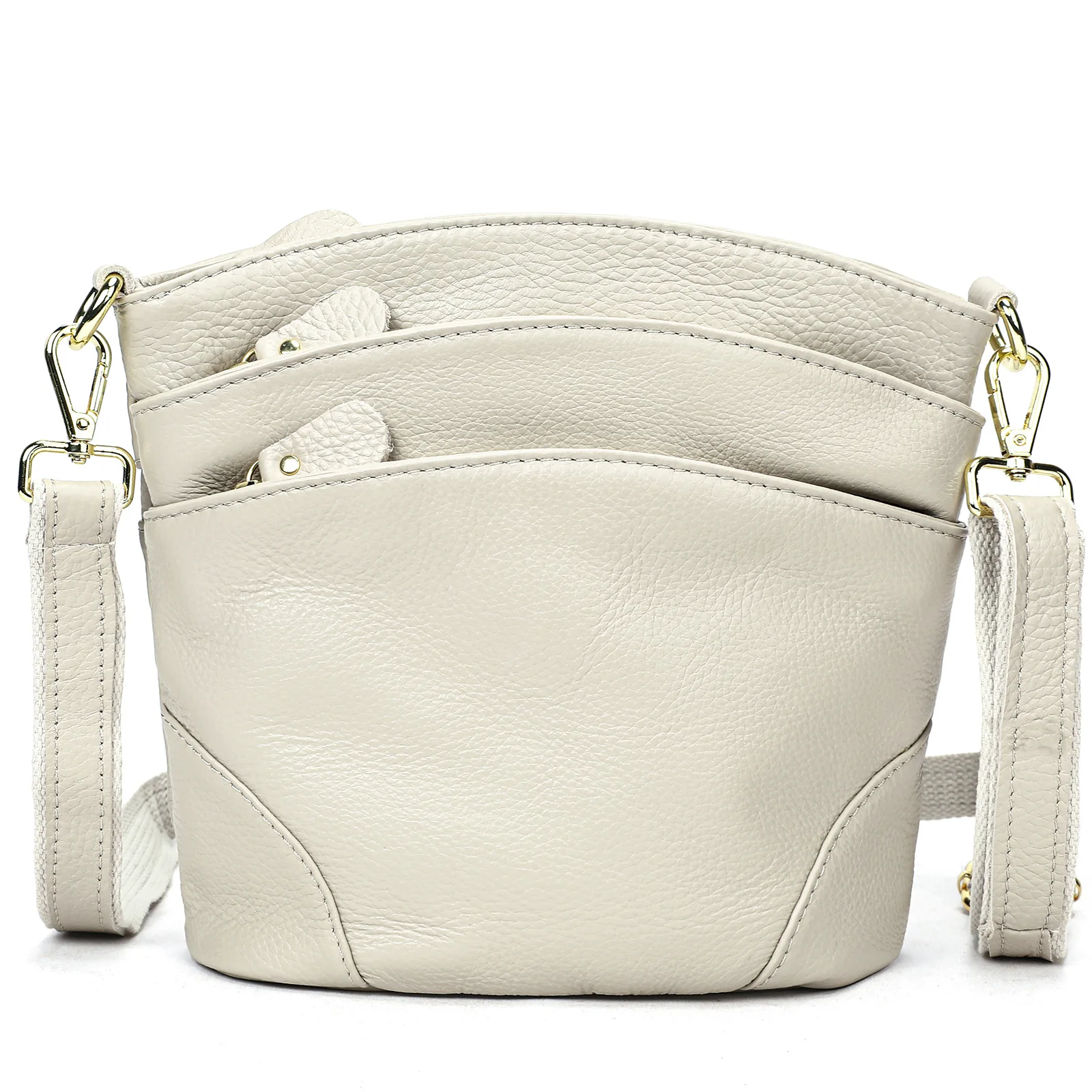 Fashionable new large capacity waterproof comfortable leather women's bag bucket bag middle-aged mother casual shoulder bag