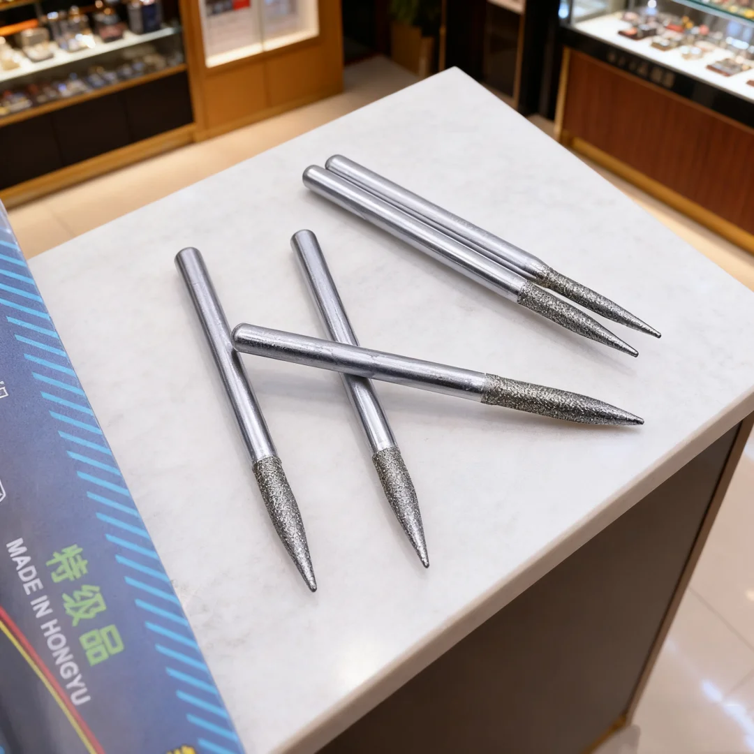 30pcs BM Diamond Mounted Points Grinding Carving Burrs Head 30/A/B/C/P/R for Metal Jade Polishing Shank 3/ 2.34mm