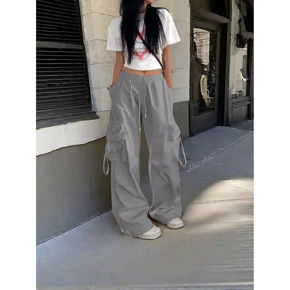 Pantaloni da lavoro casual alla moda Pantaloni estivi da donna versatili drappeggiati larghi Pantaloni lunghi a gamba larga High Street Sle Vita ampia PVC M...