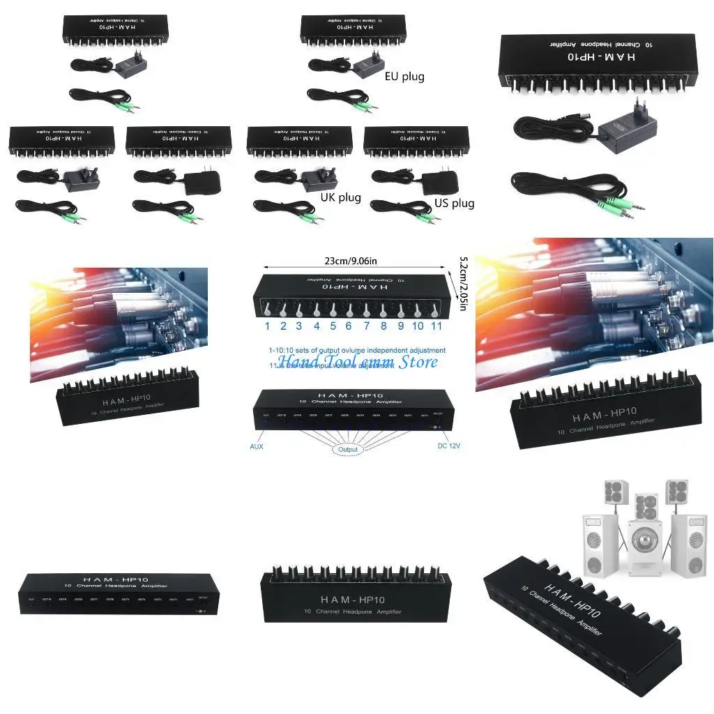 

H37F HP10 10 Channel Stereo Headphone Divider with Adjustable Auditory Distributor