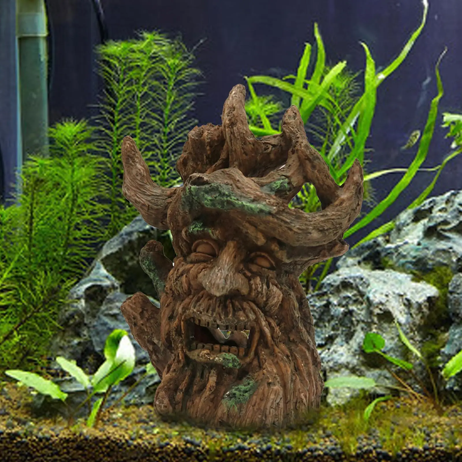 Tree Trunk with Face Resin Aquarium Ornament for Hermit Crabs Betta Crayfish