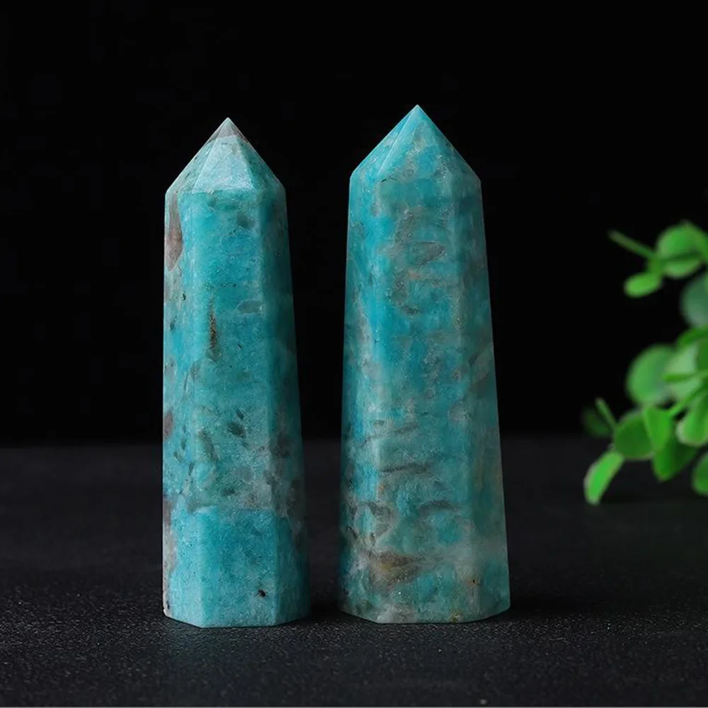 

50-100mm Tianhe Stone Natural Healing Crystal Wand Reiki Polished Gemstone Hexagonal Obelisk Column Home Desk Decoration