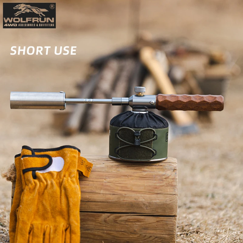 

Outdoor Flame Gun Lighter Wood Handle Flame Thrower Adjustable Length BBQ Igniter Torch for Campfire Grill Fire Pit Starter