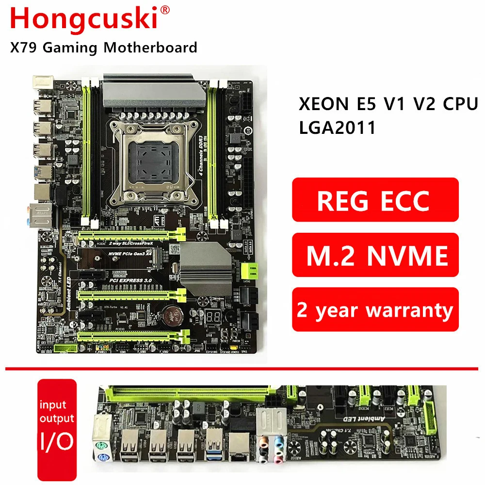 

LGA2011 V1 V2 DDR3 64G ATX USB2.0 SATA3 PCI-E3.0 SSD X79 NVME M.2 CPU Motherboard Support REG ECC Memory And Xeon E5 Processor