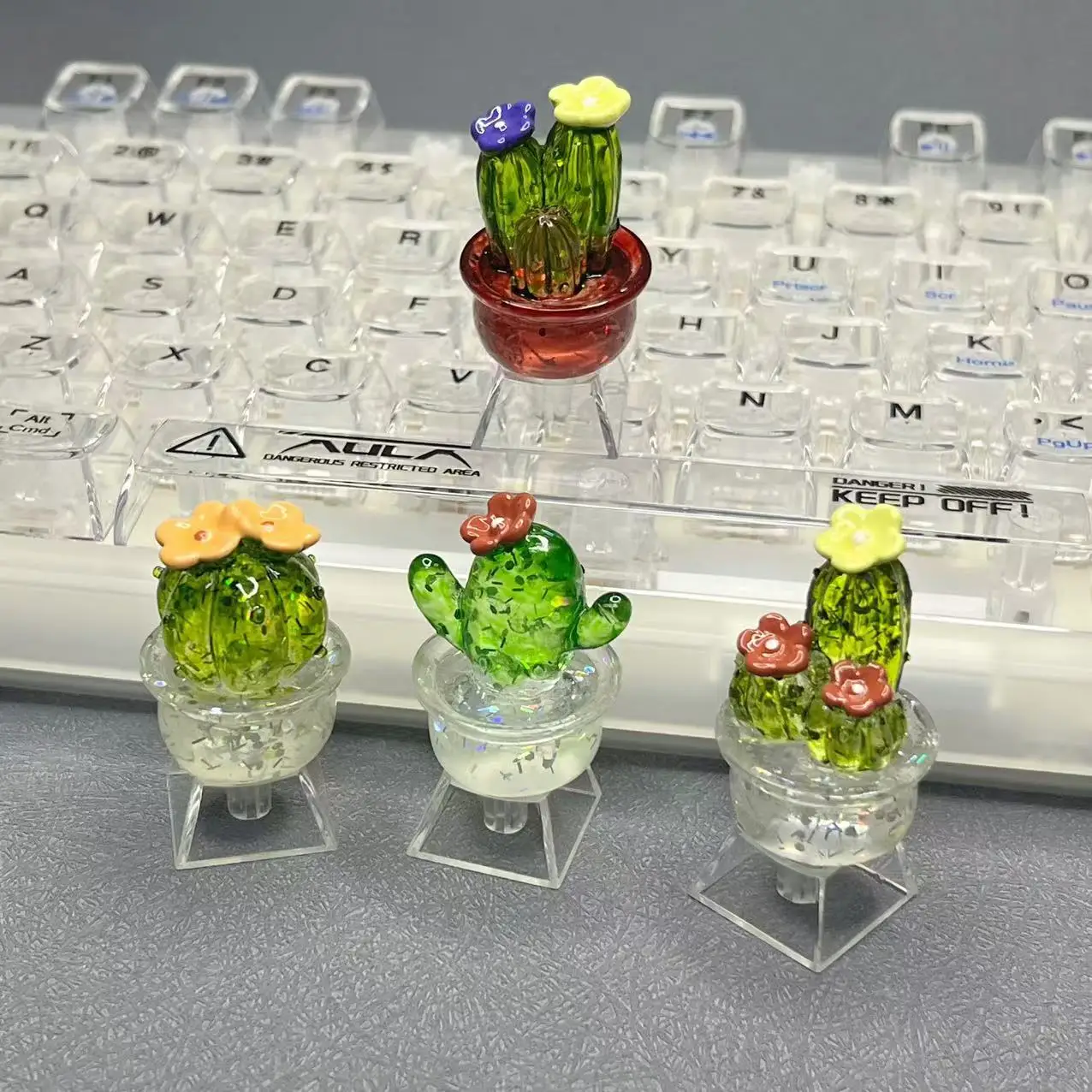 Creative translucent cactus keycap semi transparent gaming mechanical keyboard cross axis gift button keycap