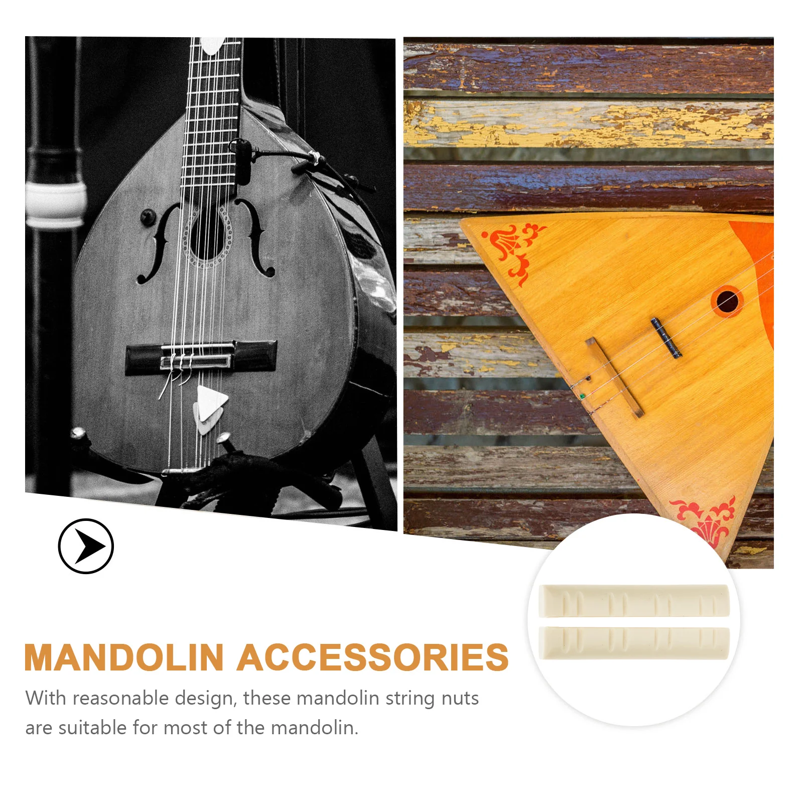 

2Pcs Mandolin String Nuts Premium ABS Durable Support Noise Reduction Mandolin Replacement Accessories Clear Rich Tone