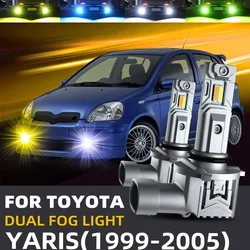 2pcs Car LED Front Fog Lights Bulbs Dual Colors Switchback canbus No Error For Toyota YARIS VITZ VERSO FUN CARGO P1 P2 1999-2005