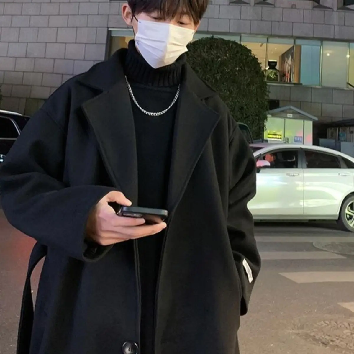 الرجال كسول Sle الكورية Faion تنوعا فضفاض منقوشة الصوفية Jaet أعلى ربيع الخريف نظام الملح ملابس خارجية معطف عصري