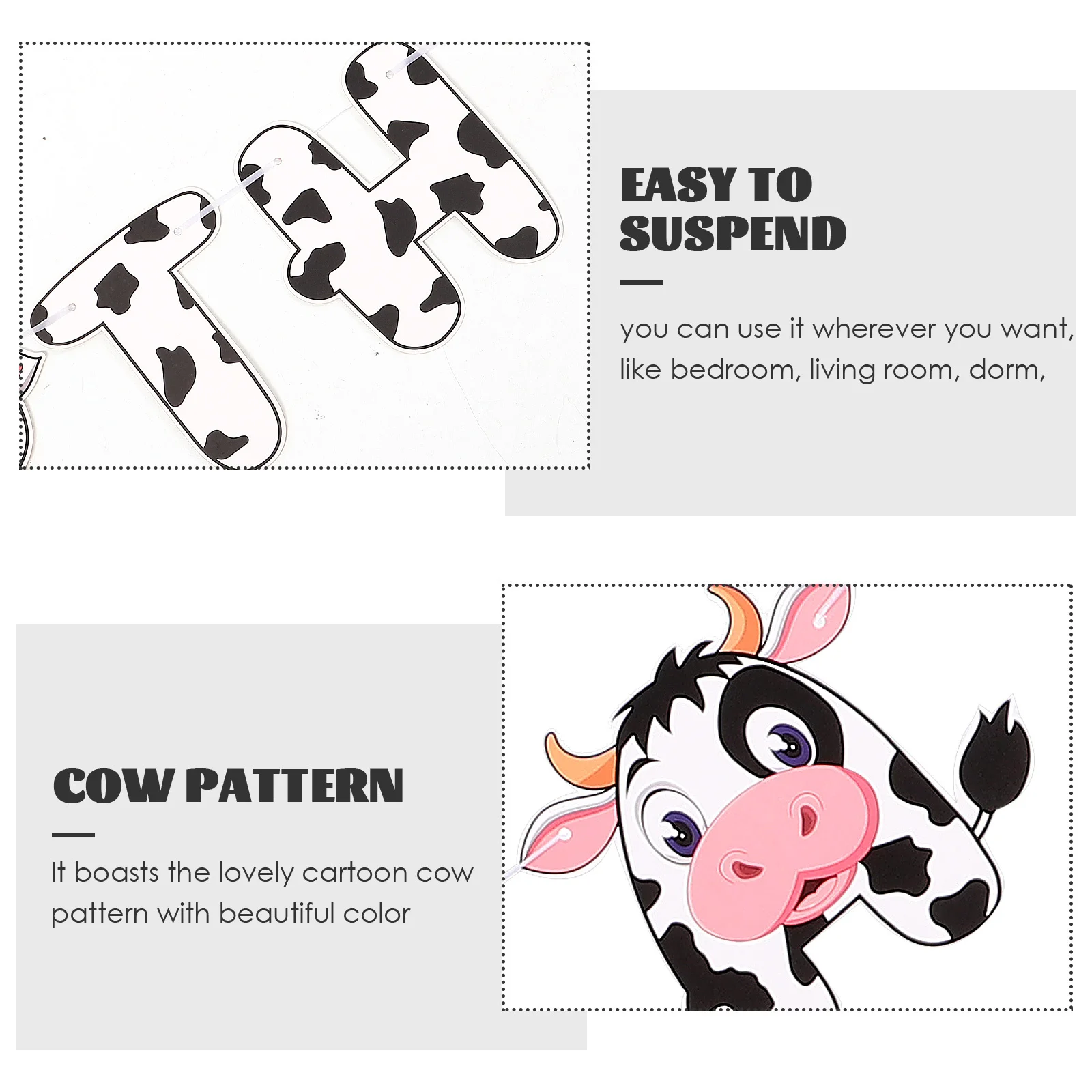 

Farm Cow Themed Birthday Hanging Banner Vivid Cartoon Cow Birthday Banner Party Supplies Decor Party Decorations