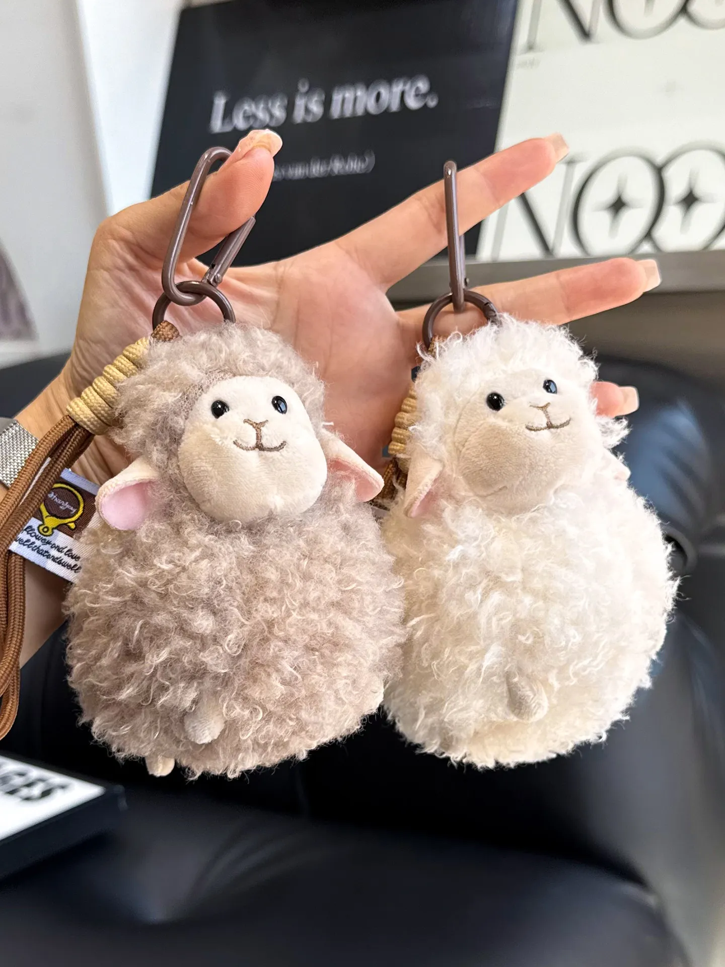Cute Little Real Lamb Fur Car Keychain Bag Backpack  Hanging Decoration Bag Pendant Couple Gifts Ugly Cute Gift Plush