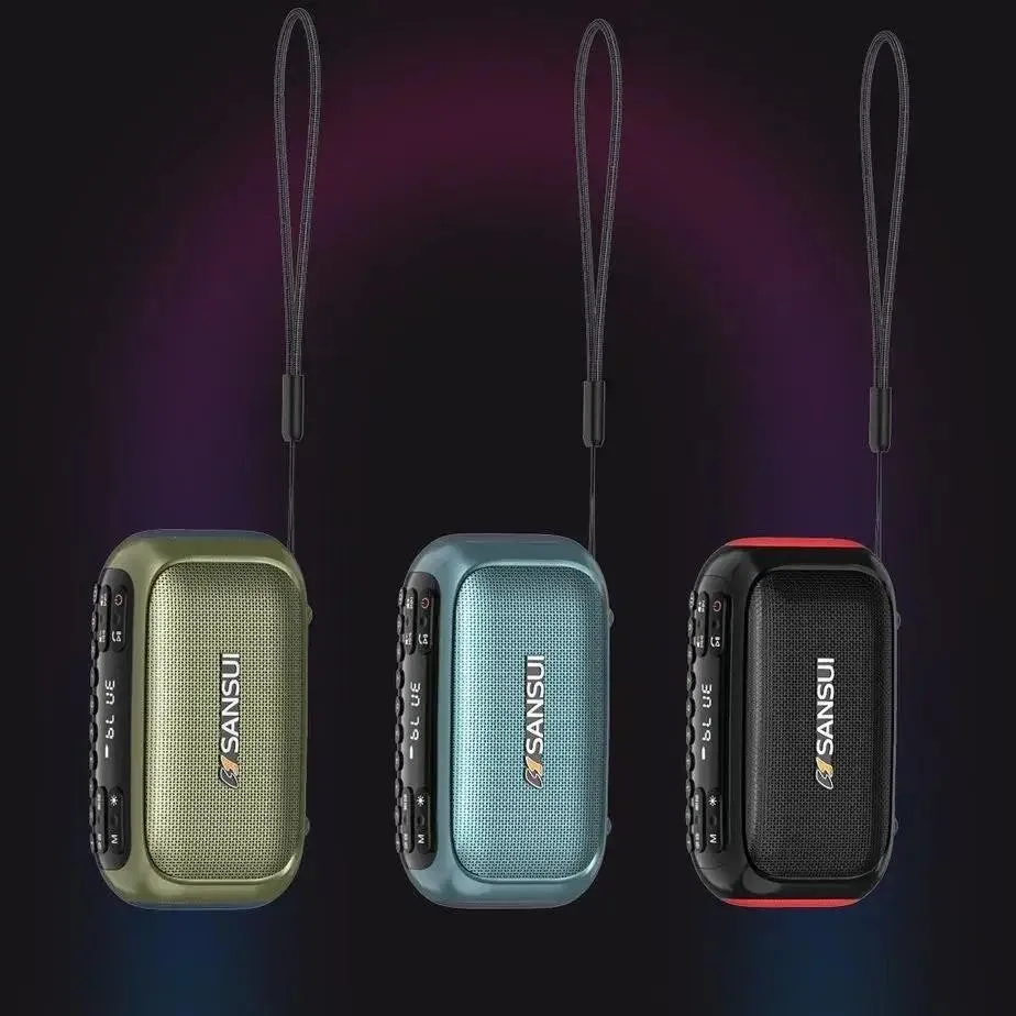 SANSUI F31 휴대용 FM 라디오 서브 우퍼 블루투스 스피커 녹음 LED 디스플레이 무선 핸즈프리 TF USB MP3 음악 플레이어