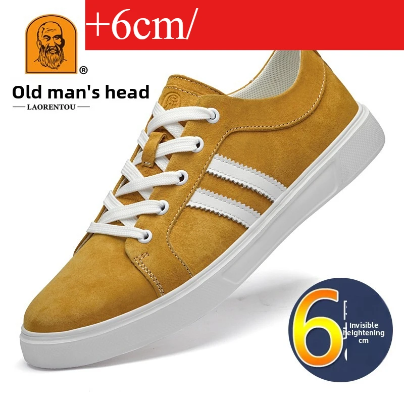 

Men's Suede Casual Elevator Shoes 6cm Hidden Heel Height Increasing Sprots Breathable Comfortable Leather Lift Sneakers for Men