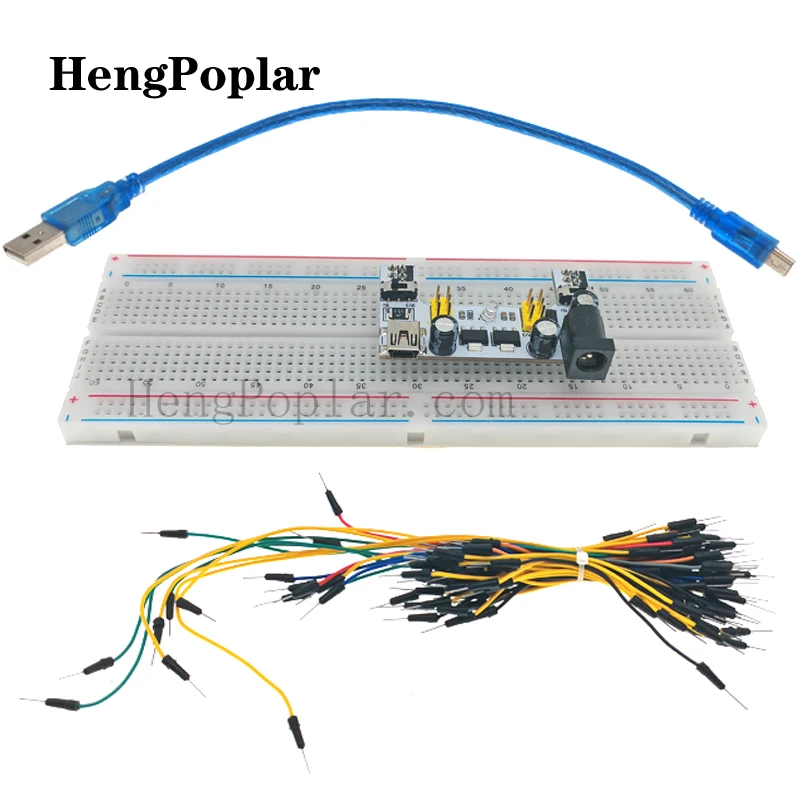 3.3V/5V MB102 Breadboard Power Module+ MB-102 830 Points Prototype Bread Board kit +65 Jumper Wires