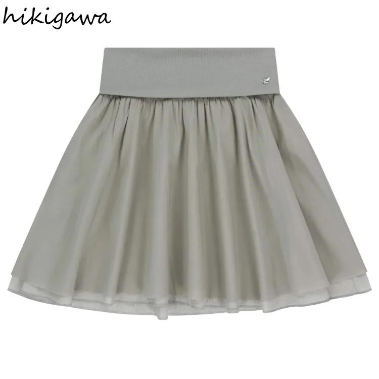 تنورة نسائية كلاسيكية مرقعة من Jupe اليابانية 2025 Faldas Mujer De Moda عالية الخصر فضفاضة Saia بلون سادة تنانير صيفية حلوة #6