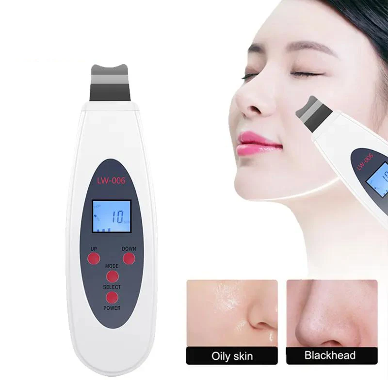 Ultrasonic Skin Scrubber Cleanser Face Cleaning Acne Removal Galvanic Facial Spa Ultrasound Peeling Clean Tone Lift LW006