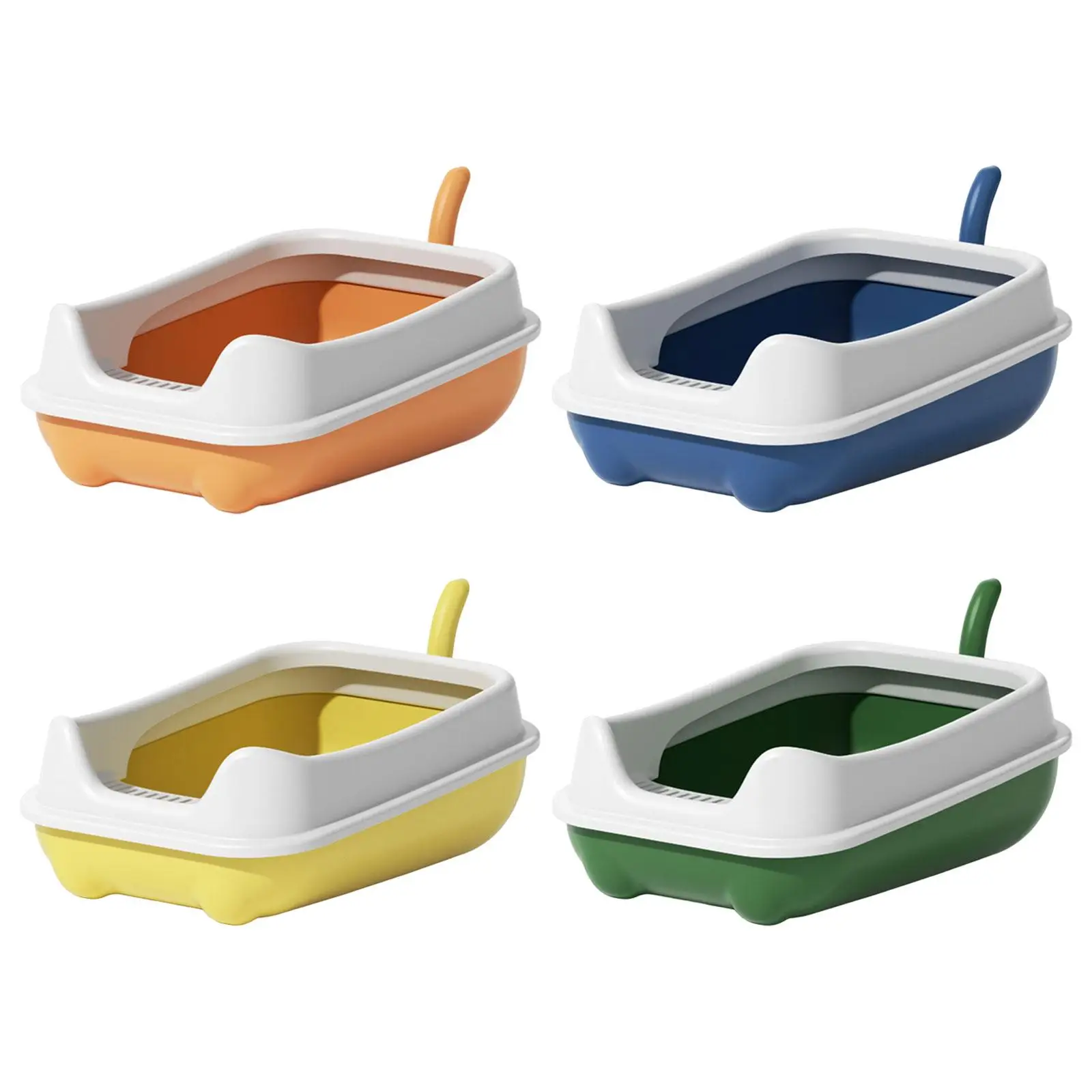 Reusable Cat Litter Box High Sides Open Top with Frame Scatter Protect Deep Kitty Litter Pan for Indoor Cats