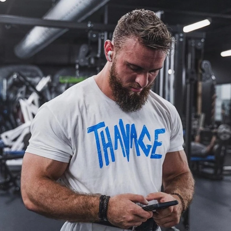 

Running Training T-shirt Mens Summer Fashion Personality Round Neck Short Sleeves Loose and Comfortable Pure Cotton Men Clothing