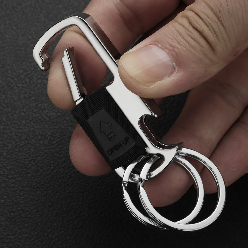 Metal Keychain Car Fob Key Chain Holder Ring Clip with Detachable Valet Anti-Lost for Men Beer Opener Bottle Keyfob K434