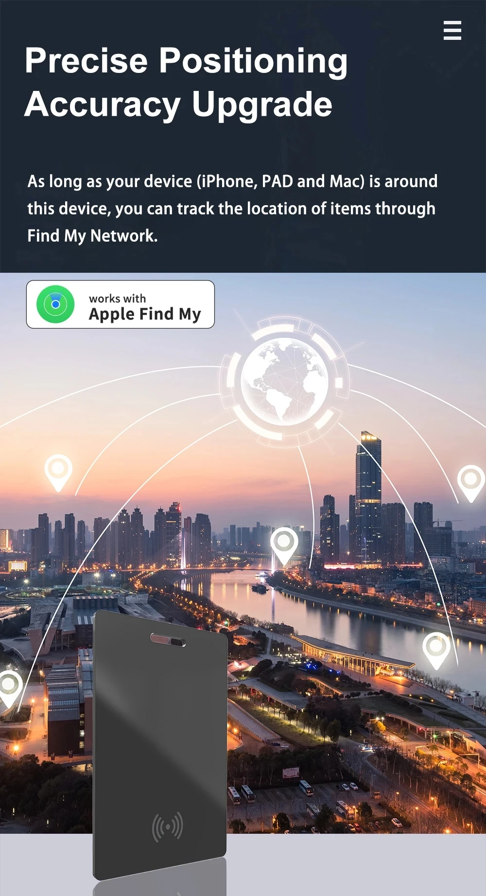 Wallet Ultra-thin Anti-loss Card Location Tracking GPS With iPhone Find My Bluetooth Device Card Wireless Charge IP67