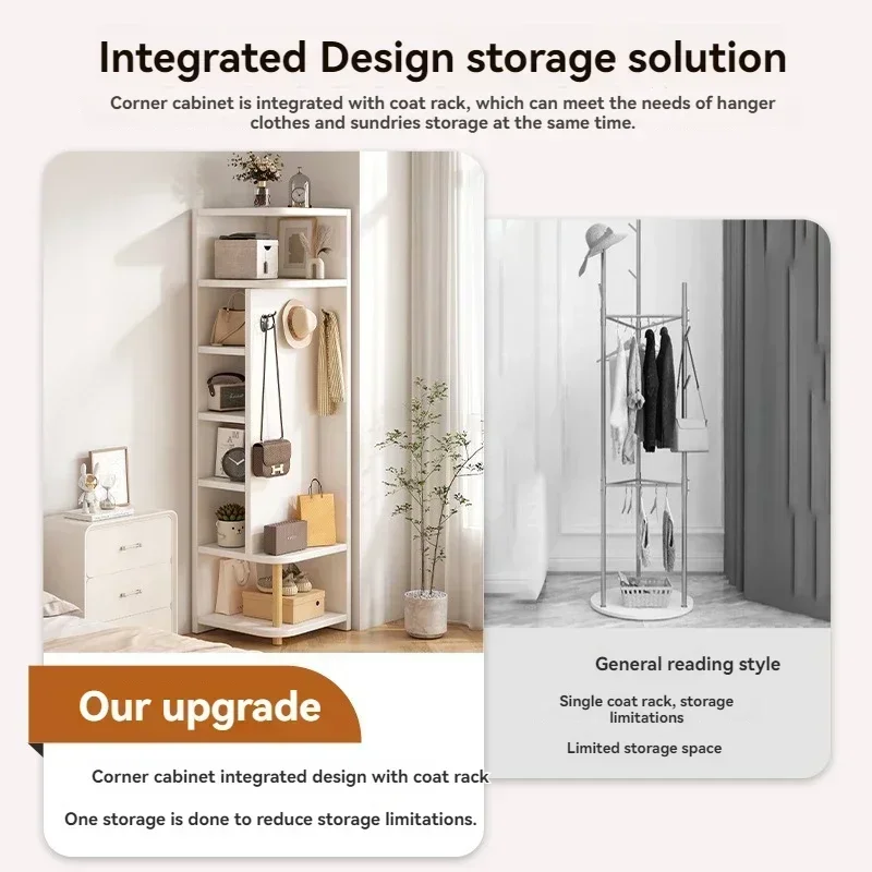 Corner Storage Cabinet For Home Use, Simple Foyer, Coat Rack, Corner Wall Display Cabinet, Floor Standing Bookshelf, Bedroom Sid