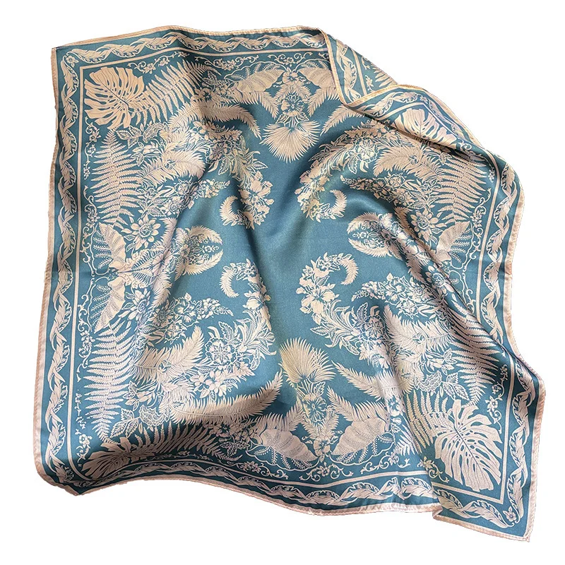 100% Silk 2023 Autumn Small Square Towel Korean Style Scarves Female New Dustproof Kerchief Luxury Brand Leopard Print Shawls