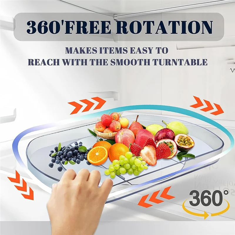 

AUAU-Square Lazy Susan For Refrigerator, Lazy Susan Cabinet Organizer, Rotating Turntable Organization And Storage Container Dur