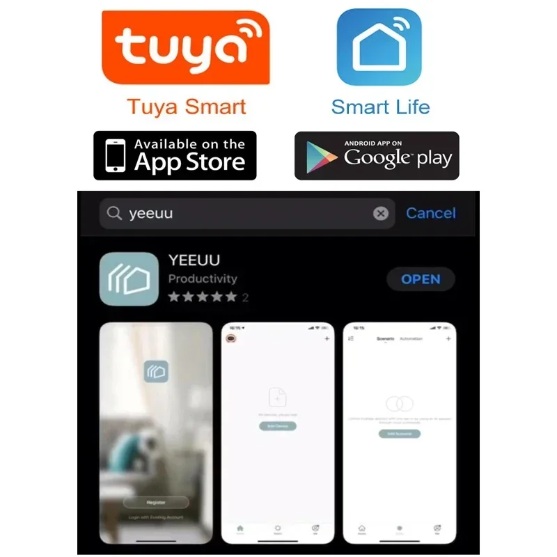 Imagem -04 - Yeeuu h1 Tuya Inteligente Gateway Hub Multi-modo Casa Inteligente Ponte Wifi Bluetooth App Controle Remoto sem Fio Alexa Casa do Google