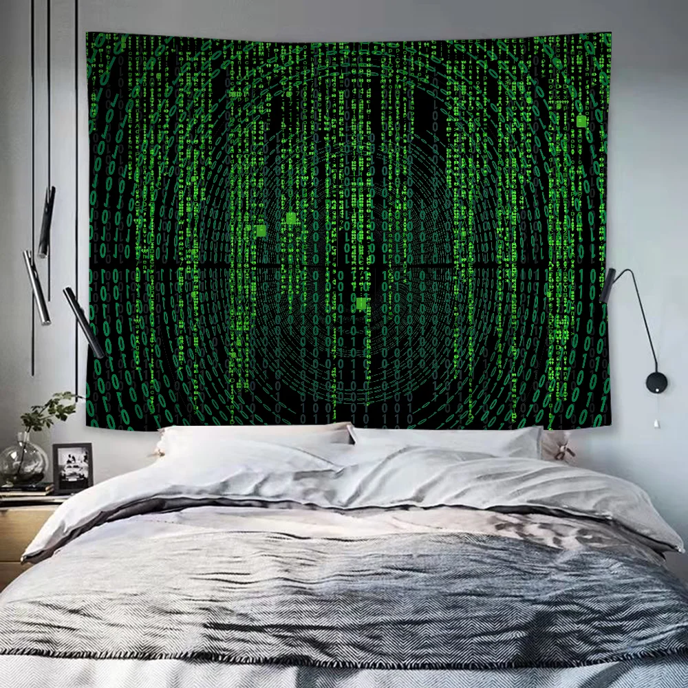 Binary Code The Matrix Program Chart Anime Tapestry Art Science Fiction Room Home Decor Wall Art Decor