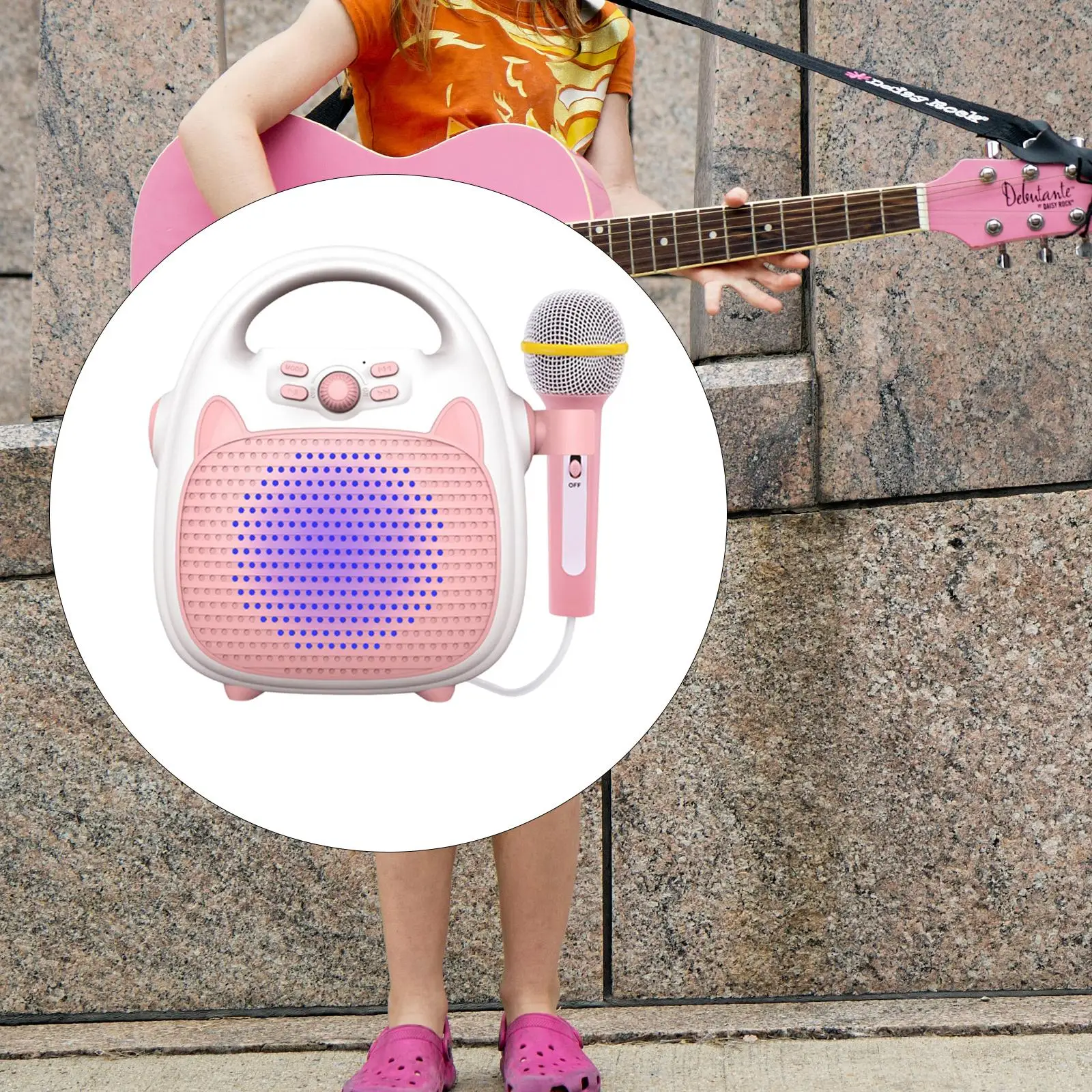 Kids Karaoke Machine with 1 Microphones Rechargeable Toys for ChildrenToddlers Build in LED  indoor and outdoor