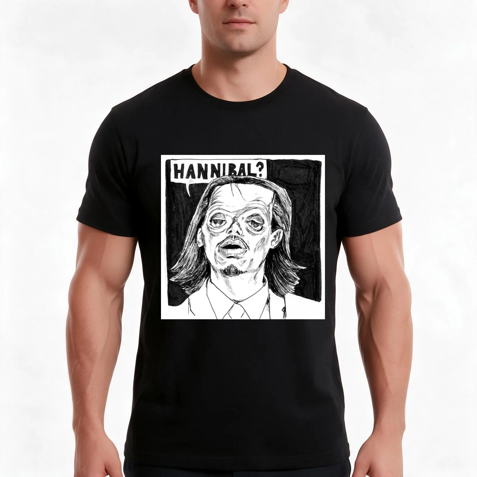 Hannibal? T-Shirt, Summer Casual Cotton Tee, Oversized Streetwear Tops, Vintage Graphic Print, Loose Fit Short Sleeve