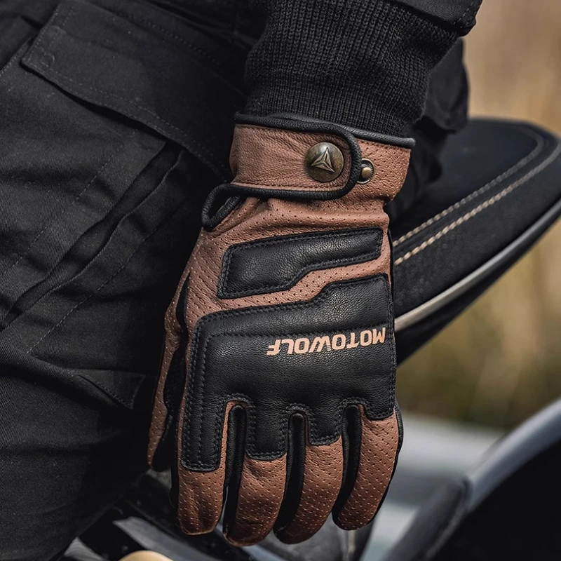 Retro Motorcycle Gloves Summer Enduro Motocross Gloves Men Leather Auto Bike Gloves Women Motorcycle Accessories Guantes Moto view 6