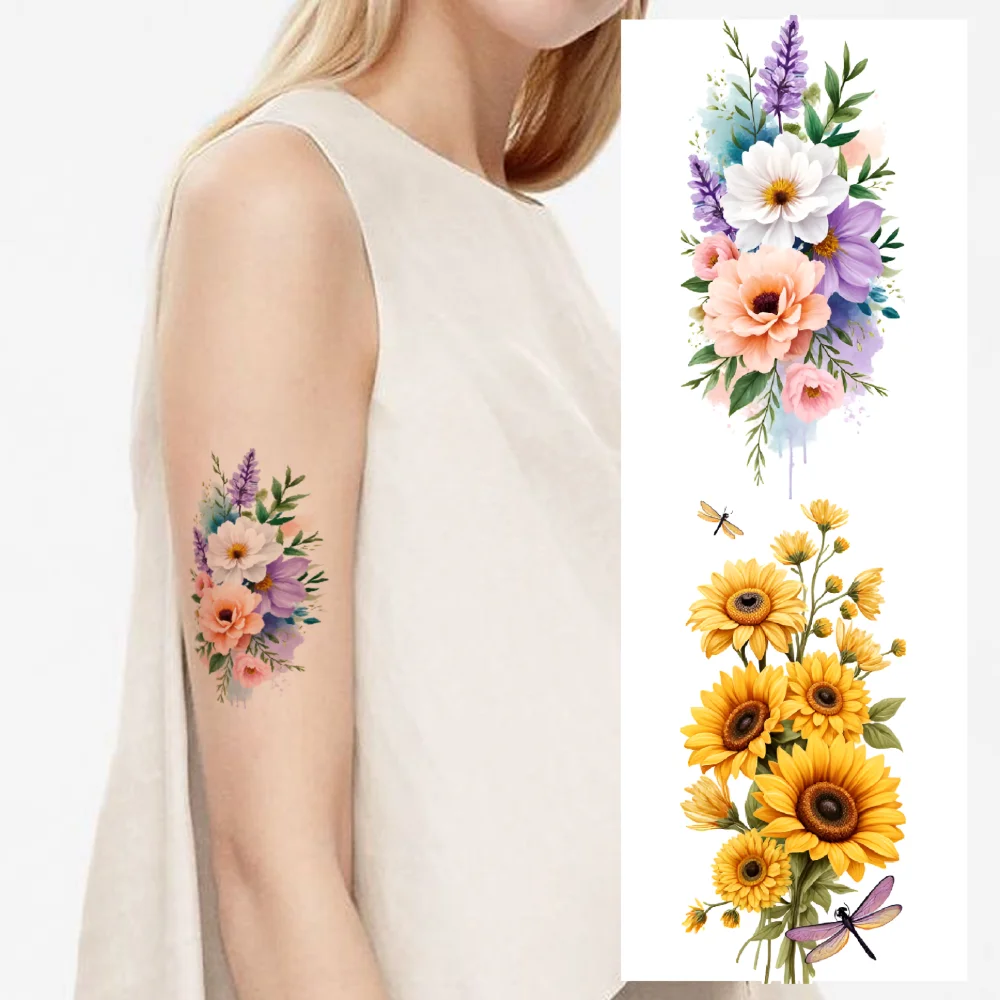 

9pcs Temporary Tattoo Temporary Tattoo Stickers Butterflies Leaves Floral Patterns For Adult Thighs Shoulders
