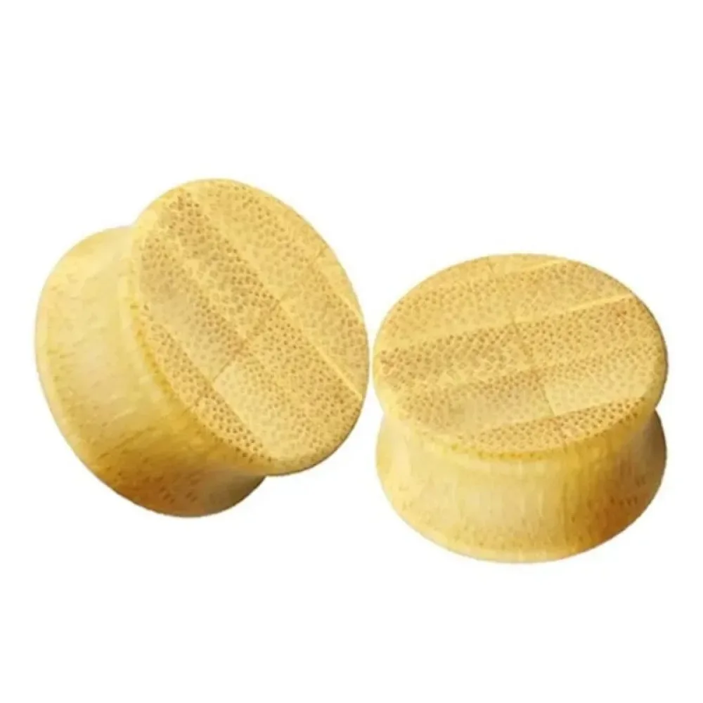 2 Pcs Eco-Friendly Bamboo Ear Plugs Saddle Tunnel Earring Piercing 8-20mm Hollow Solid for Unisex - Body Jewelry
