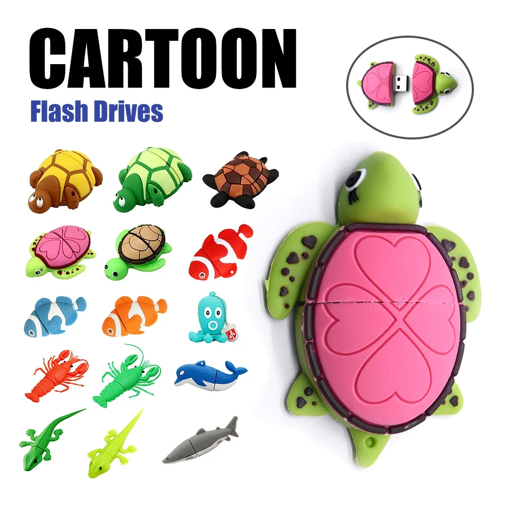 

Cartoon Fish USB 2.0 Flash Drive 128G Cute Gifts For Kids Memory Stick 64GB 8GB 4GB Silicone Creative Pen Drive 32GB 16GB U Disk