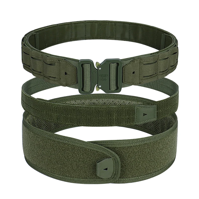 Tactical Belt 3 IN 1 Laser Cut Quick Release Buckle MOLLE Combat Shooting Belt with Inner Belt & Back Support Pad image 4