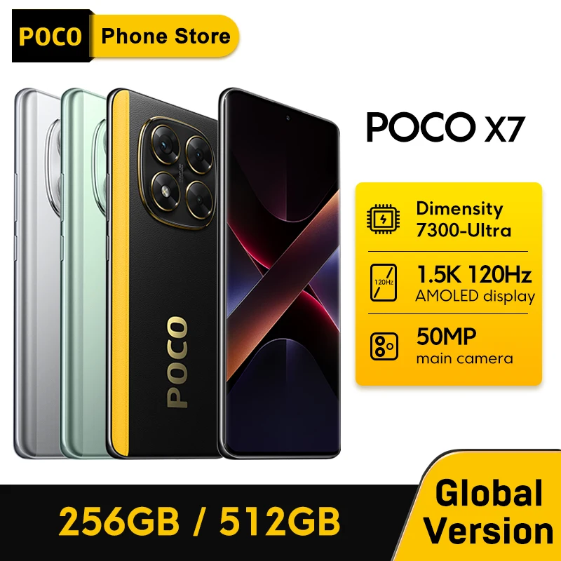 POCO X7 Smartphone versión Global, Dimensity 7300-Ultra, 6,67 pulgadas, 1,5 K, 120Hz, Pantalla AMOLED, 5110mAh, cámara de 50MP, OIS, NFC, 5G, nuevo