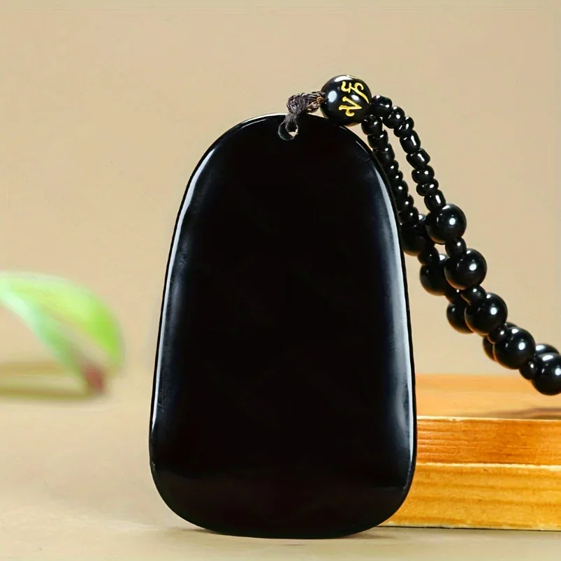 Elegant Obsidian Fish Pendant - Natural Stone, Men's Fashion Accessories