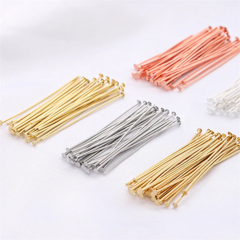 50pcs/pack 925 Sterling Silver Flat Head Pins for Craft Earring Bracelet Necklace Pendant DIY Jewelry Making Wholesale