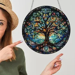 Hand-Painted Acrylic Wall Decor | Round Porch Holiday Decoration, Window Hanging Sign, Seasonal Ornament