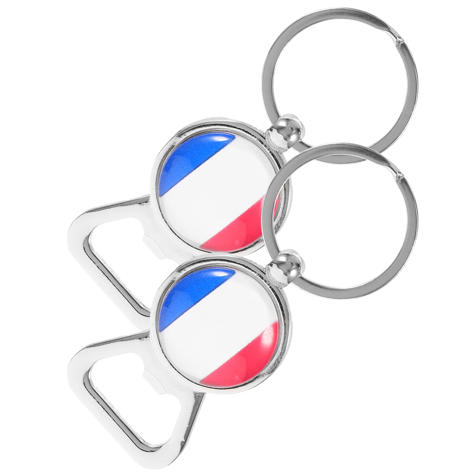 2 Pcs National Flag Bottle Opener Keychain Metal Beer Opener Practical Party Gift Decorative Key Chain Corkscrew Lid Remover