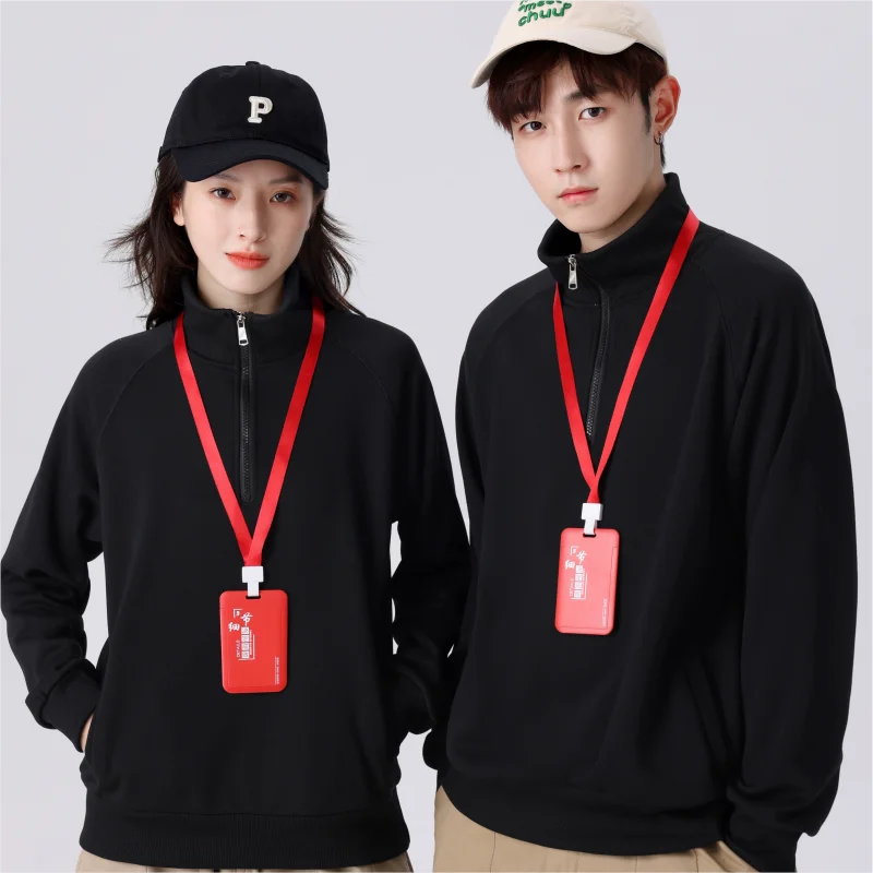 ELIKE Hohe-Qualität Half Zip Plüsch Pullover Individuelles Logo Druck Persönliche Design 6 Farben Männer Und Frauen Stickerei Neue sweatershirt