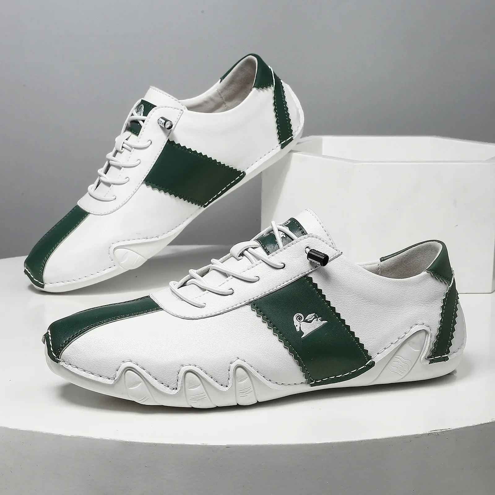 

Big Size Men Genuine Leather Casual Shoes Fashion Hot Flat Sport Shoes Lightweight Slip-on Sneaker