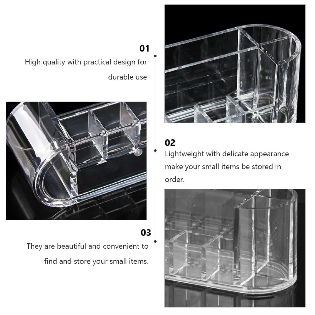 

1Pcs Transparent Makeup Holder Multiple Grids Rack Lightweight Durable Lipstick Organizer Large Capacity Toiletry Storage Box