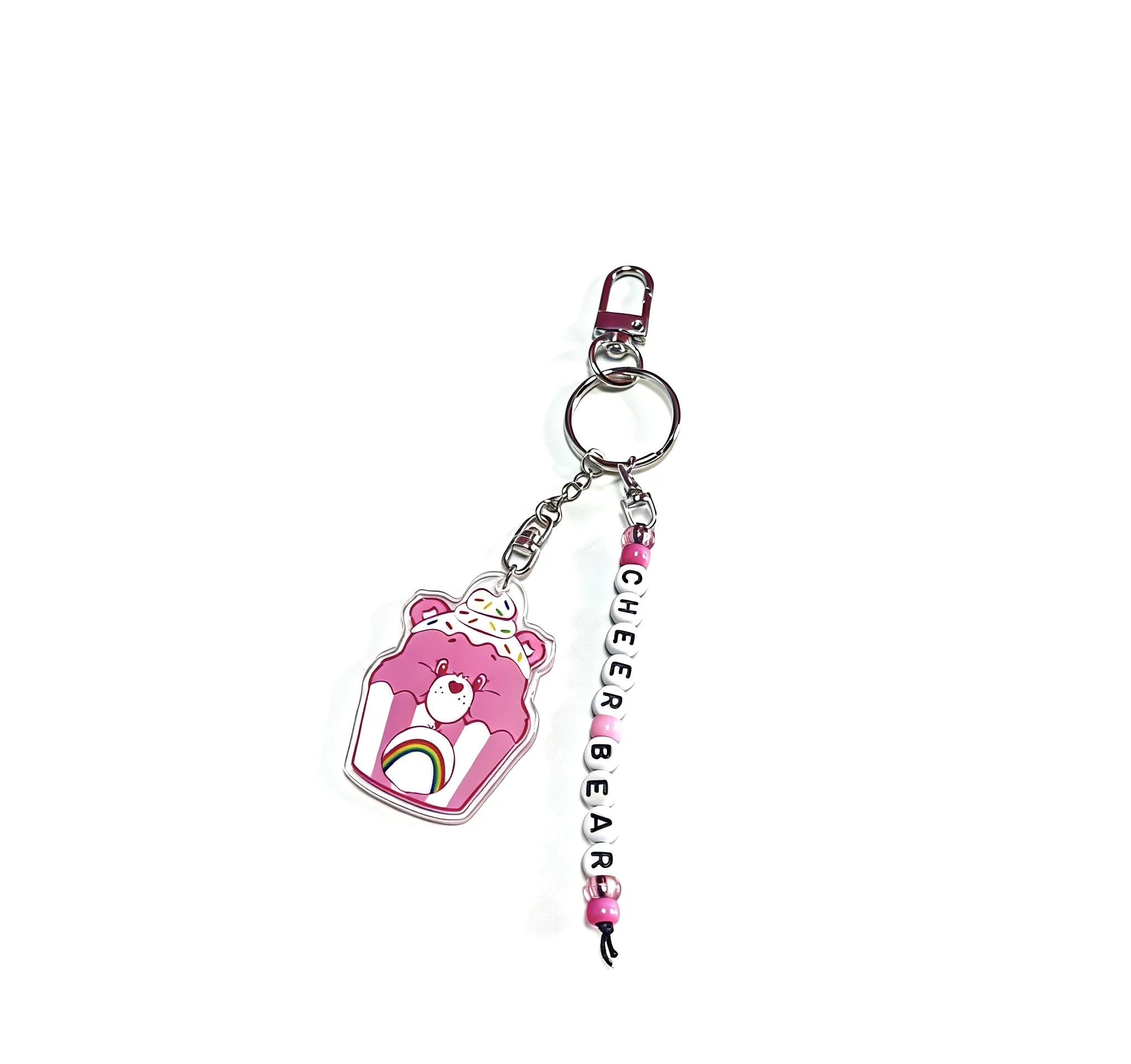 Care Bears Cupcake Acrylic Keychain – Cute Cheer/Grumpy Bear Beaded Bag Charm, 2 Color Options - view 5